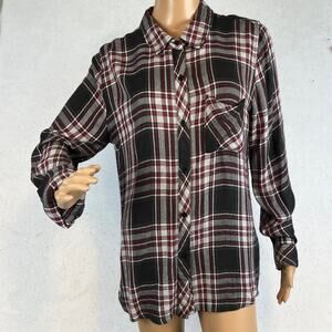 Rails Women’s Plaid Rayon Button Up Shirt Soft Flannel Feel Size M Fall Winter